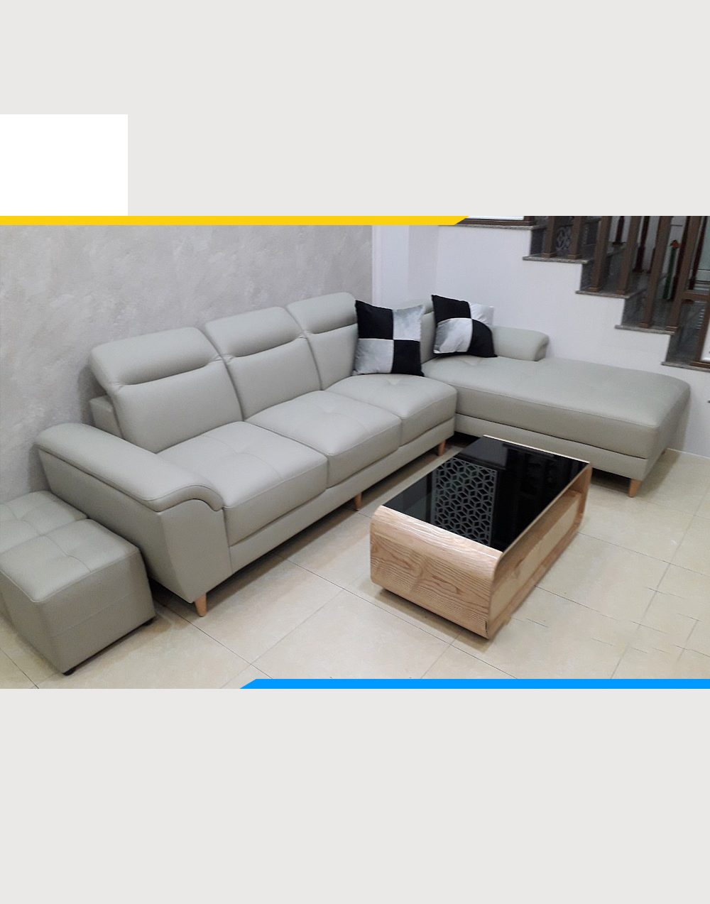 Bộ sofa da góc L hiện đại cho gia đình đẹp Sv12