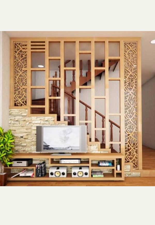 Vách ngăn cầu thang mẫu lớn phòng khách SV01