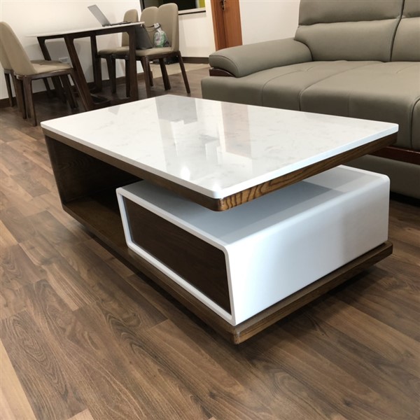 Bàn trà sofa gỗ sồi mặt đá – SV BSFDK15