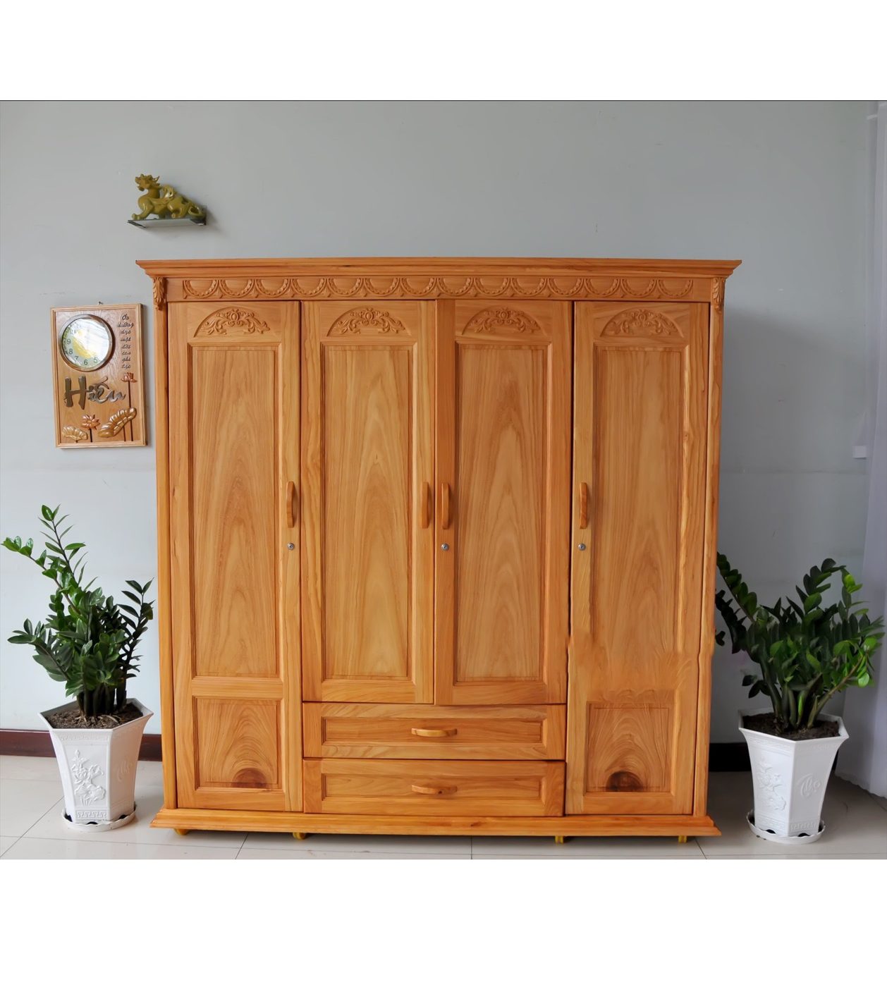 Tủ quần áo gỗ gõ đỏ 4 cánh – SV324